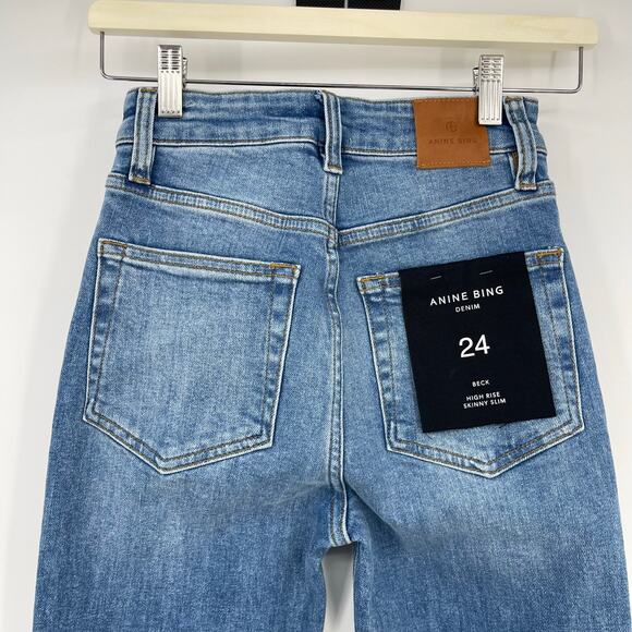 Anine Bing | NWT Beck High Rise Skinny Jeans Enamel Blue 24 - Picture 9 of 12